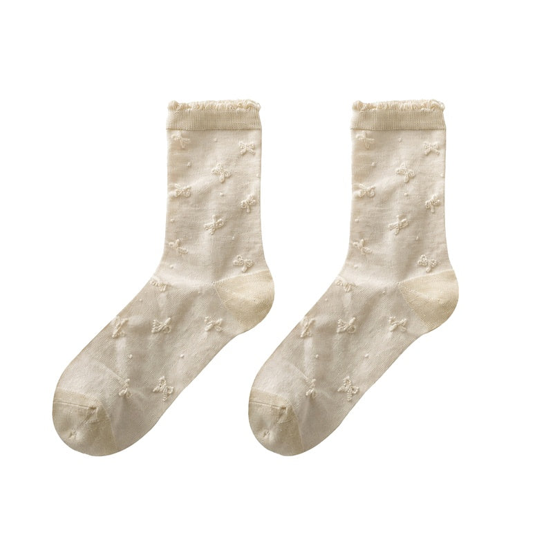Floral Ruffled Crew Socks - DippedShop Wholesale - #9555