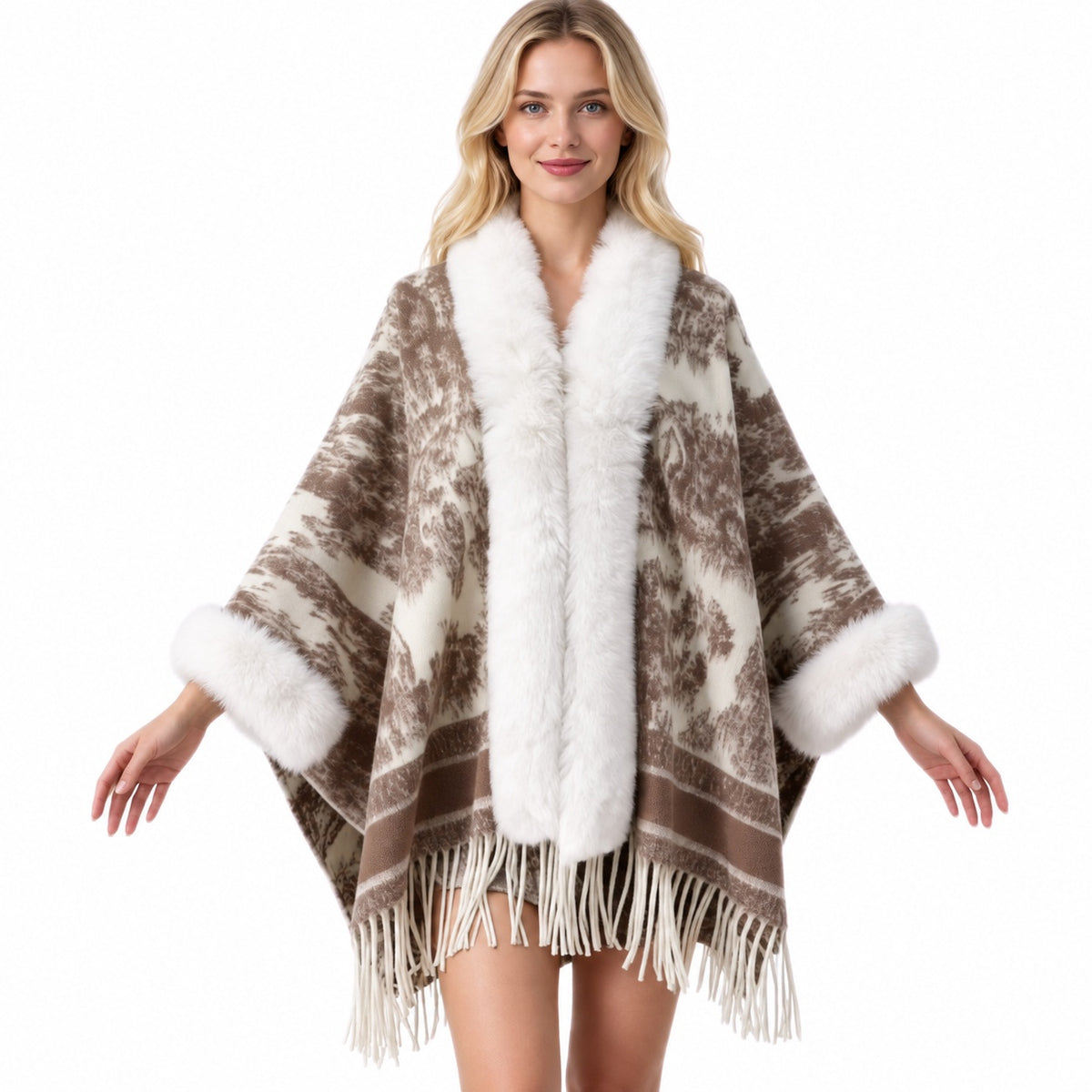 Faux Fur Knit Poncho Cape - DippedShop Wholesale - #5443