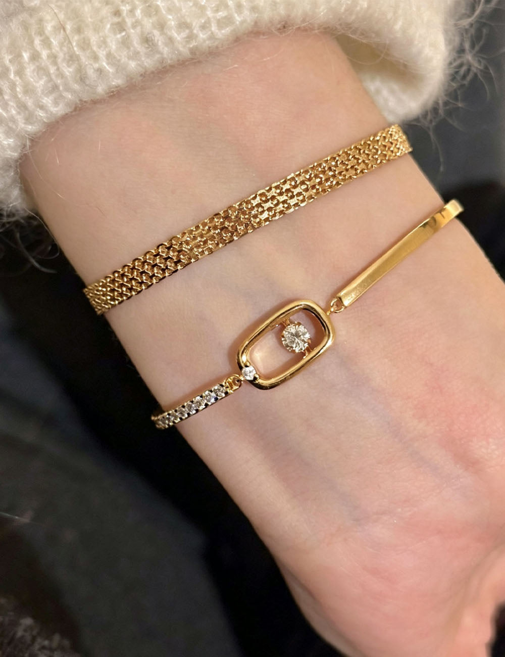 Elegant Gold Plated Lace Watch Band Bracelets 6W6JBR488