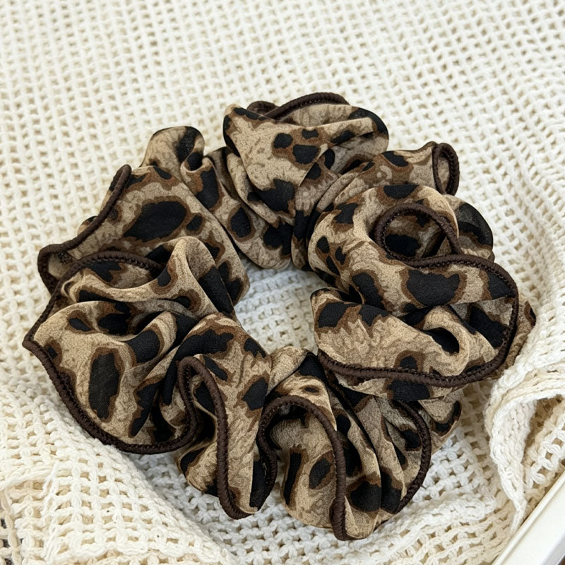 Vintage Leopard Print Ruffled Hair Scrunchies 6W6HSR388