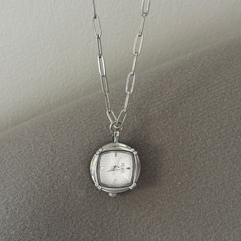 Square Analog Quartz Necklace Watch - DippedShop Wholesale - #7827