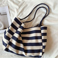Color Block Striped Large Capacity Shoulder Bags 6W10BBG1939
