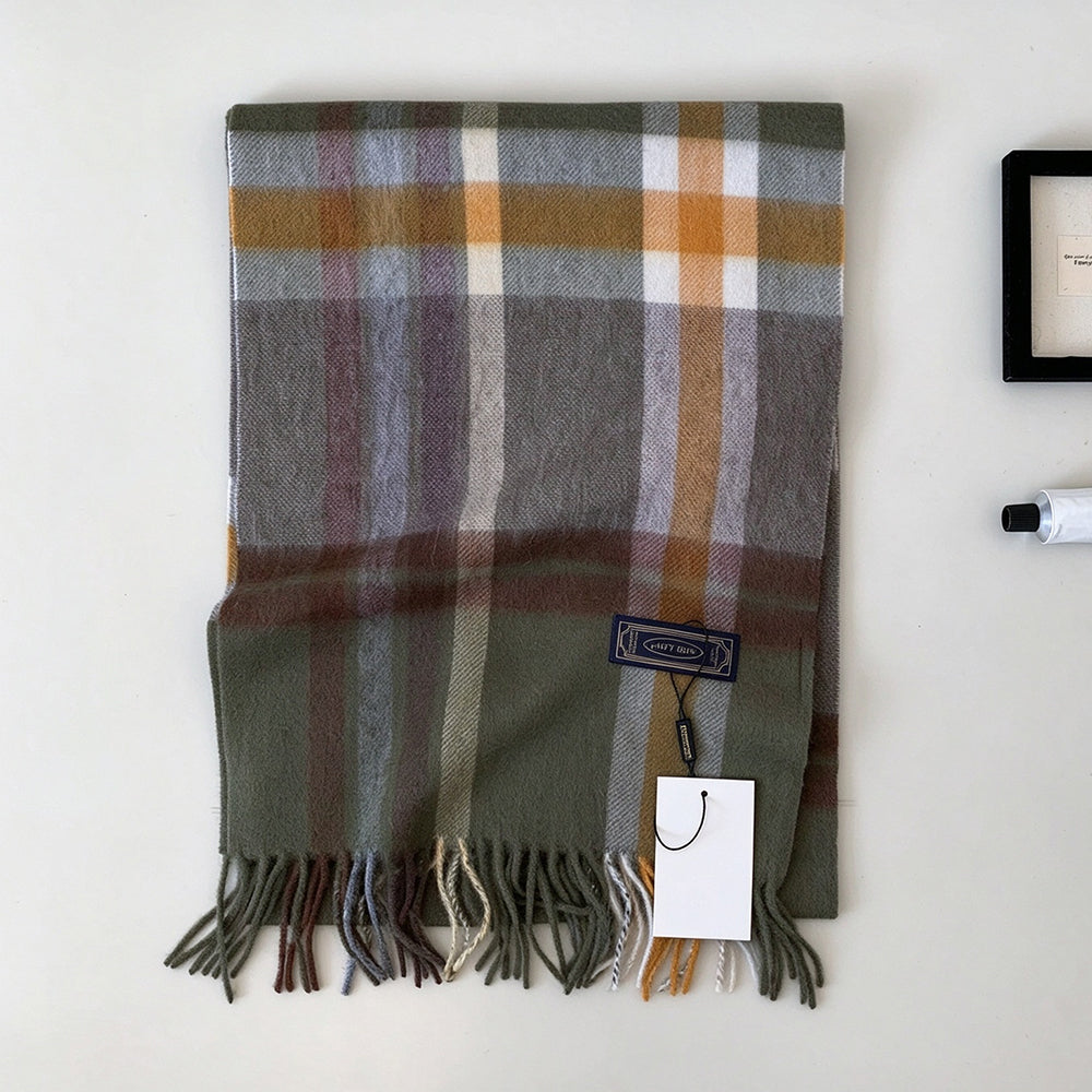 Vintage Plaid Fringe Scarf - DippedShop Wholesale - #6115