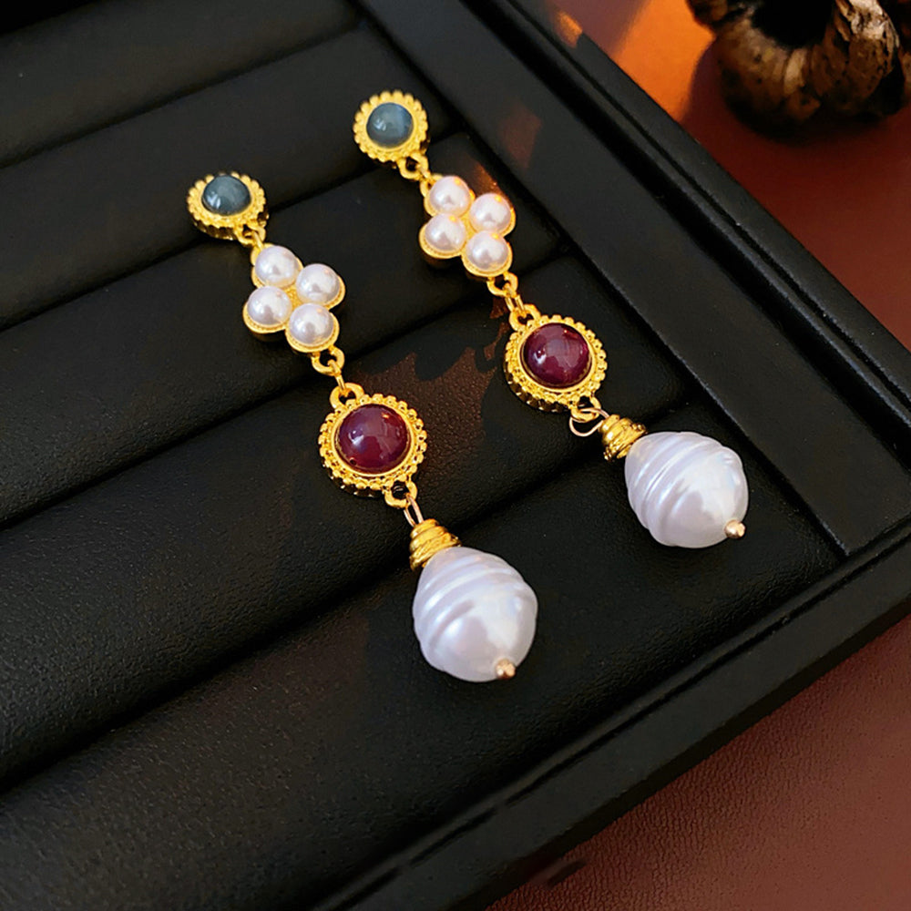 Vintage Artificial Pearl Geometry Shape Chain Necklace 6W6JNC930