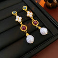Vintage Artificial Pearl Geometry Shape Chain Necklace 6W6JNC930