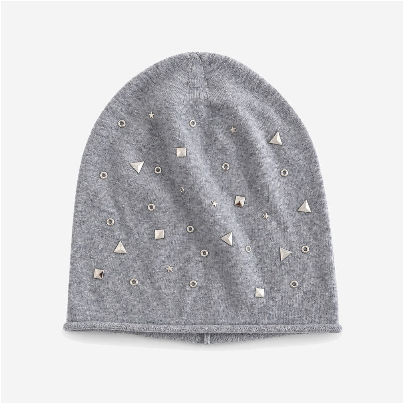 Stylish Metal Rivet Knit Beanie Hat 6W6HAT651