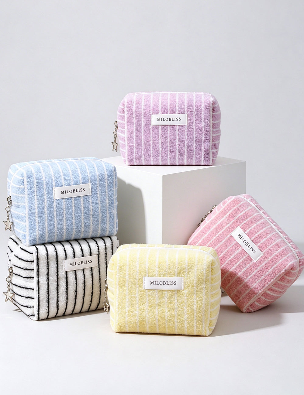 Simple Color Block Striped Portable Cosmetic Bag 6C5CO268