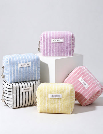 Simple Color Block Striped Portable Cosmetic Bag 6C5CO268