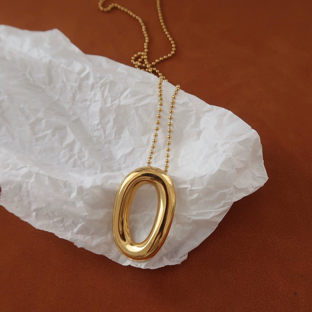 Minimalist Irregular Oval O-Ring Pendant Necklace 6W6JNC1066