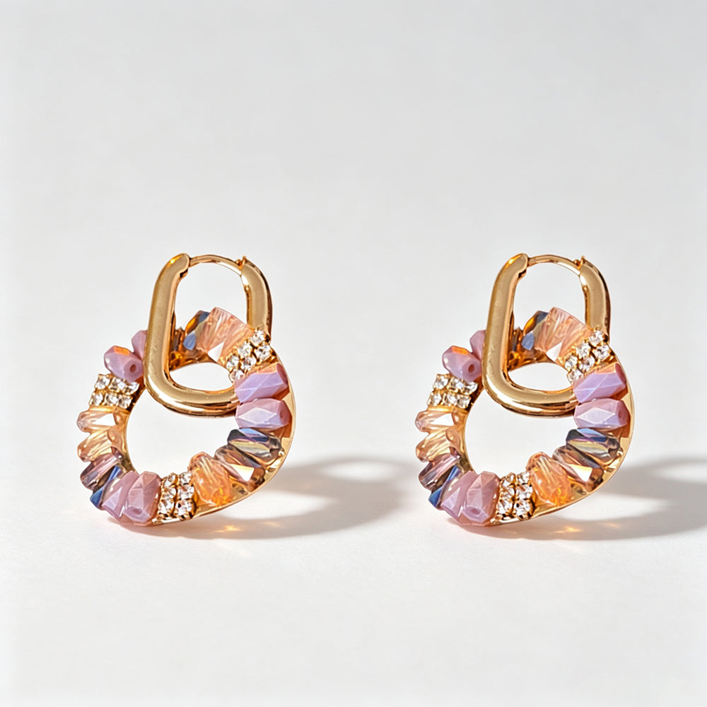 Sparkling Cubic Zirconia Double Hoop Drop Earrings 6W6JER721