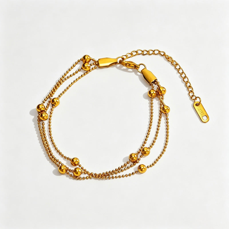 Trendy Cubic Zirconia Double-Layer Chain Bracelet 6W6JBR512