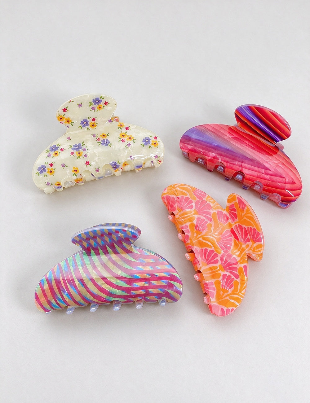 Floral Print Hair Claw - DippedShop Wholesale - #2051