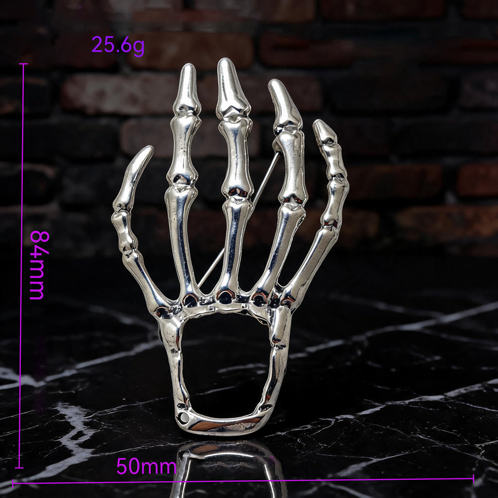 Vintage Halloween Skeleton Hand Bone Brooch Pin 6W6JPB66