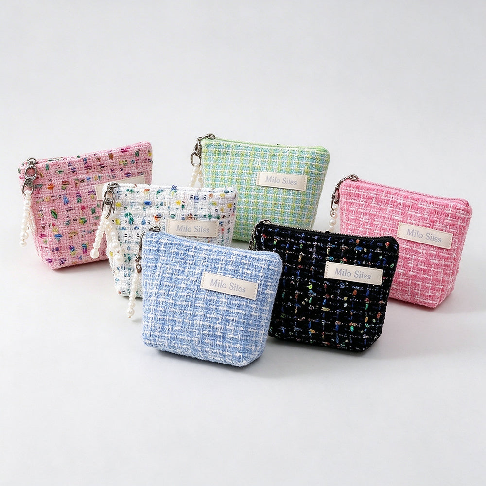 Tweed Cosmetic Bag - DippedShop Wholesale - #0323