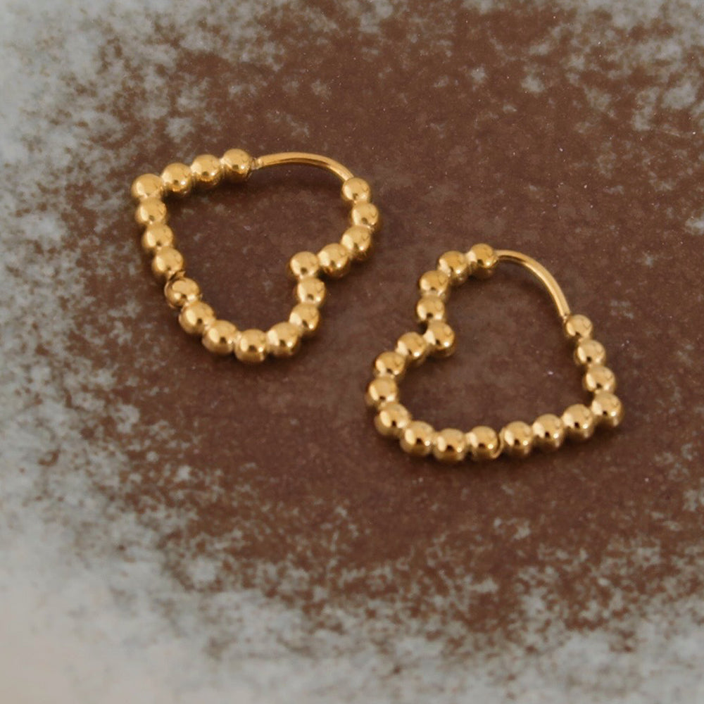 Beaded Heart Hoop Earrings - DippedShop Wholesale - #6739