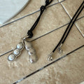 Simple Pea Pod Pearl Pendant Cord Necklace 6W6JNC1013