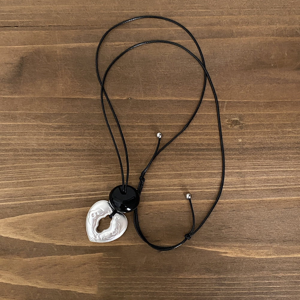 Heart Pendant Leather Necklace - DippedShop Wholesale - #6275