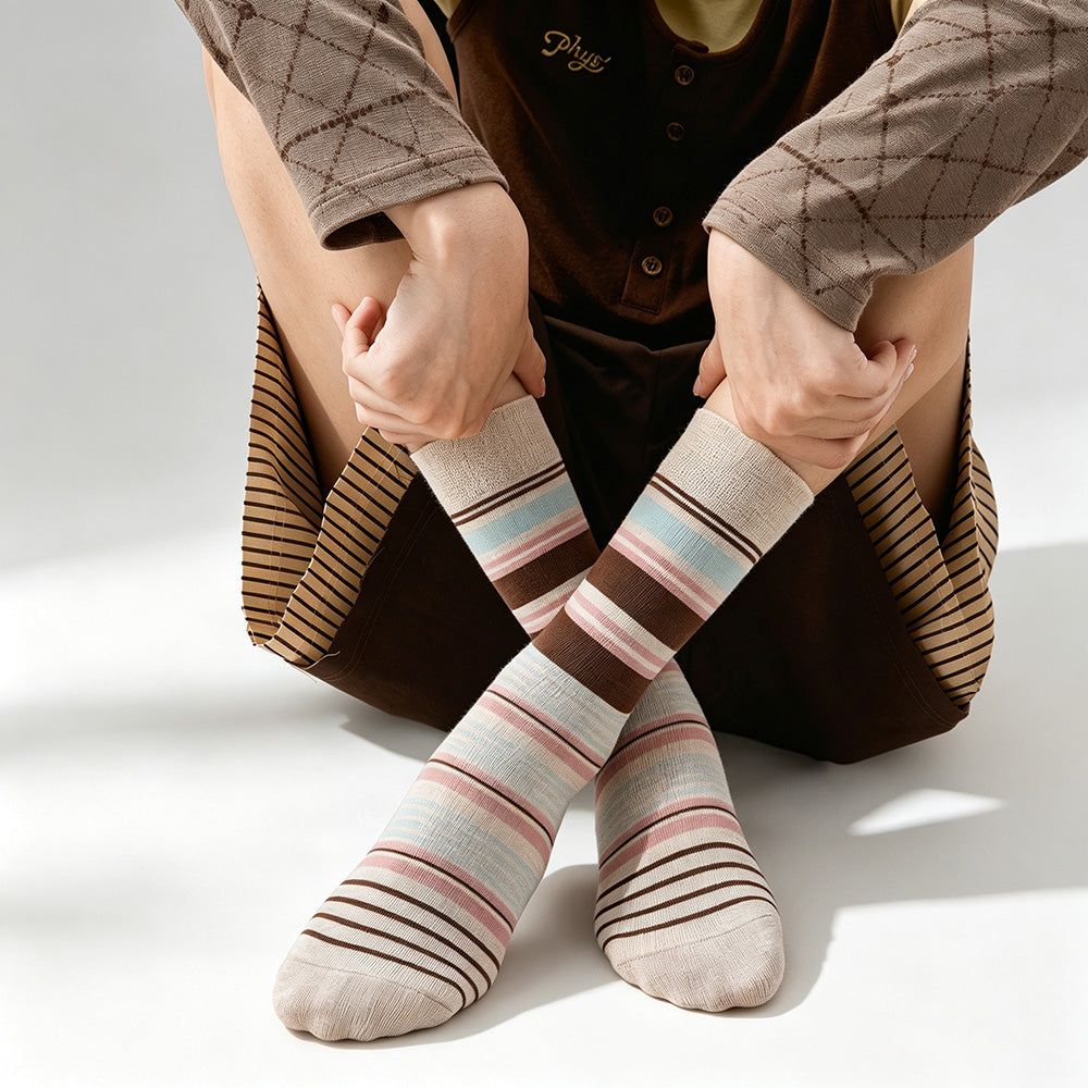 Striped Slouch Crew Socks - DippedShop Wholesale - #2707