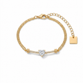Elegant Gold Plated Heart Rhinestones Bracelets 6W6JBR625
