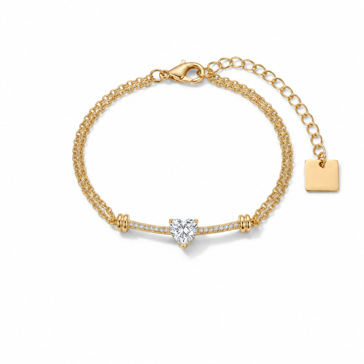 Elegant Gold Plated Heart Rhinestones Bracelets 6W6JBR625