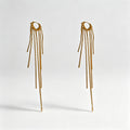 Minimalist Gold Plated Long Tassel Hoop Earrings 6W6JER731