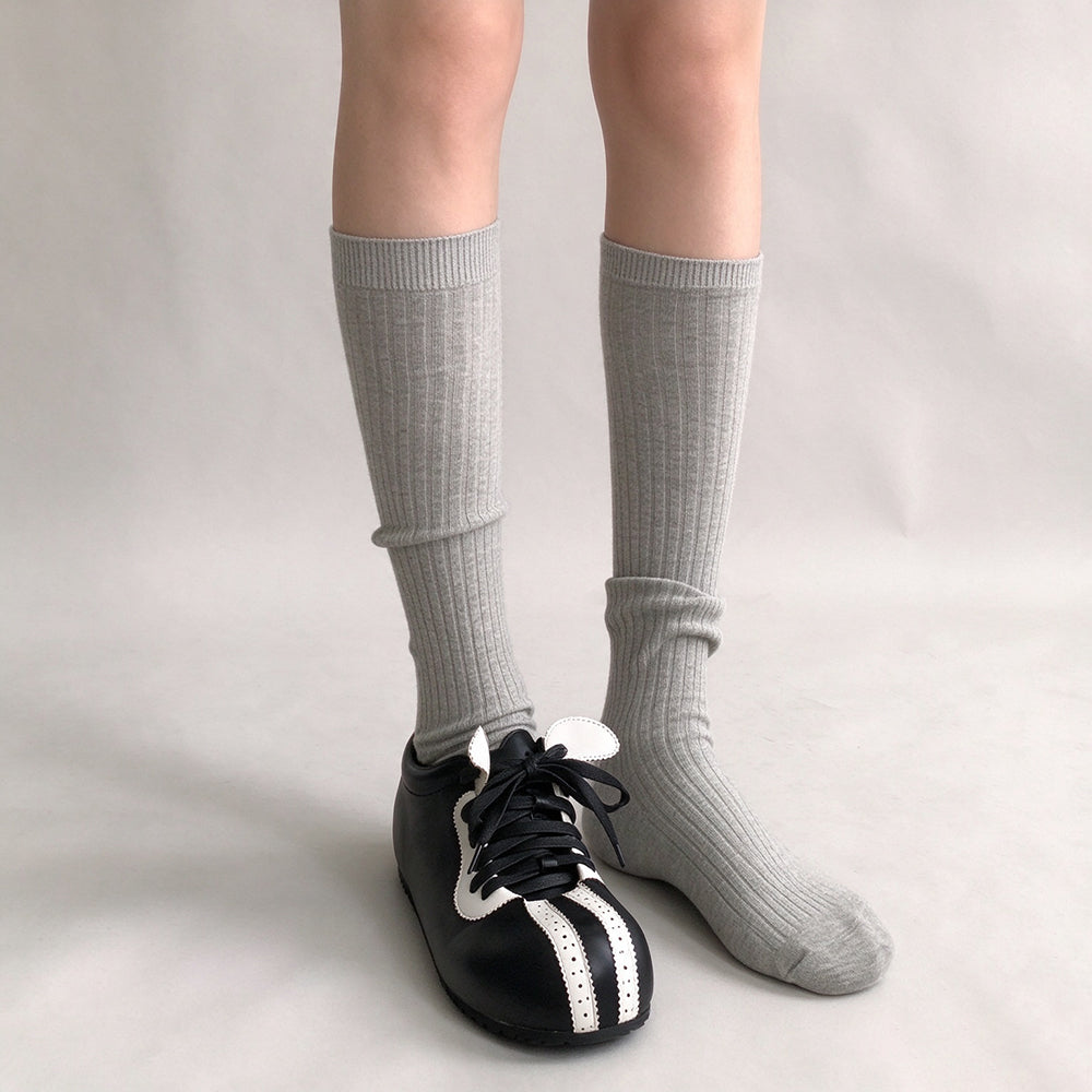Simple Solid Color Elastic Knit Socks 6W8FSO1015