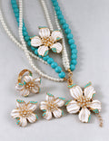 Stylish Multi Layer Enamel Floral Pendant Beads Necklace 6W6JNC953