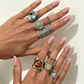 Carved Gemstone Ring Set - DippedShop Wholesale - #4115