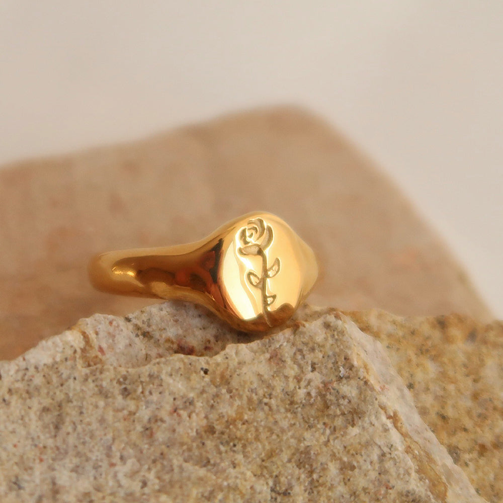 Oval Rose Signet Ring - DippedShop Wholesale - #5715