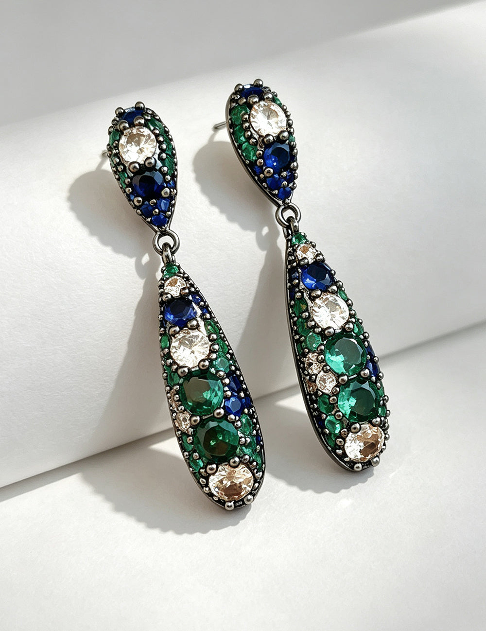 Vintage Cubic Zirconia Teardrop Dangle Earrings 6W6JER706