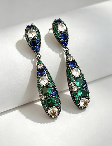 Vintage Cubic Zirconia Teardrop Dangle Earrings 6W6JER706