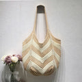 Casual Color Block Hollow Woven Tote Bag 6W10BBG1784