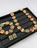 Vintage Rhinestone Floral Geometry Chain Necklace 6W6JNC919