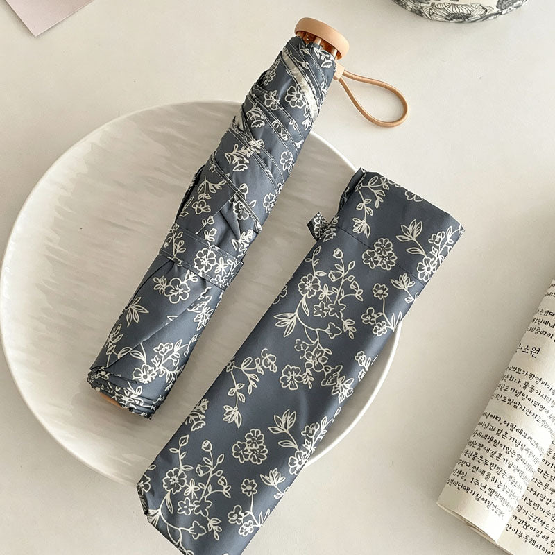 Vintage Floral Print Lightweight Folding Compact Umbrella MK2MBFN6Z11UL08