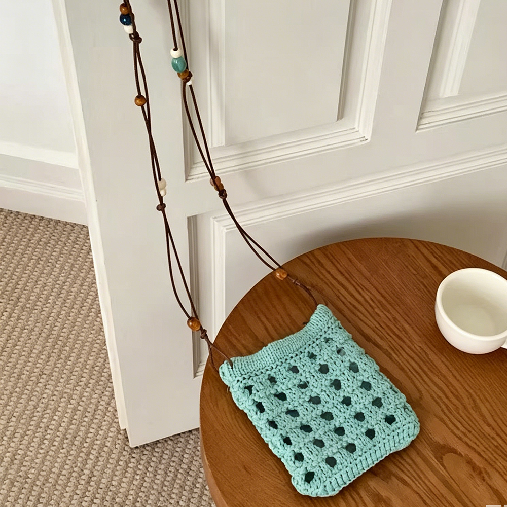 Cute Solid Color Hollow Hand Crochet Crossbody Bag MK2BCR6W10BBG22