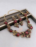 Vintage Gold Plated Rhinestone Tree Leaf Choker Necklace 6W6JNC968