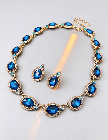 Retro Rhinestones Geometry Shape Choker Necklace 6W6JNC970