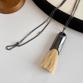 Minimalist Brush Tassel Long Pendant Sweater Necklace 6W6JNC1060