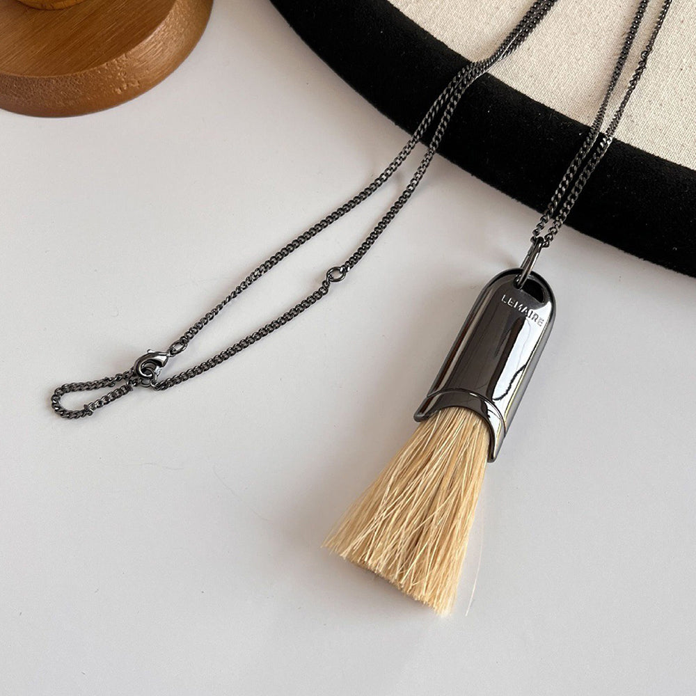 Minimalist Brush Tassel Long Pendant Sweater Necklace 6W6JNC1060