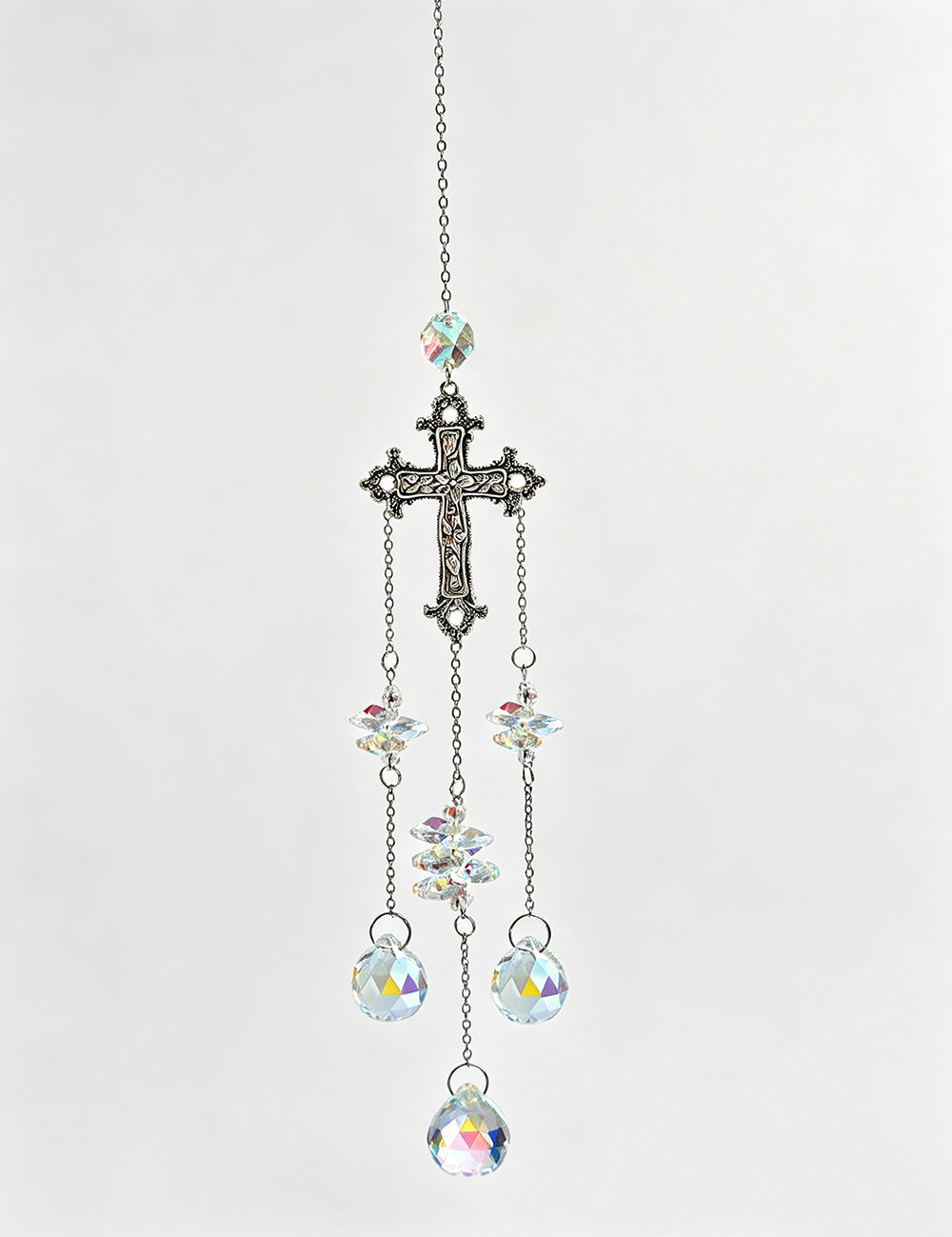 Vintage Gothic Cross Pendant Crystal Sun Catcher 6H7HLS196