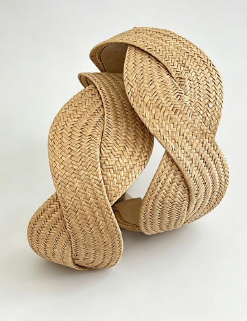 Elegant Woven Straw Crossed Wide Headband 6W6HBD296