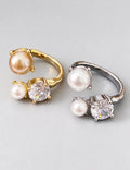 French Cubic Zirconia Pearl Irrregular Open Ring 6W6JRG369