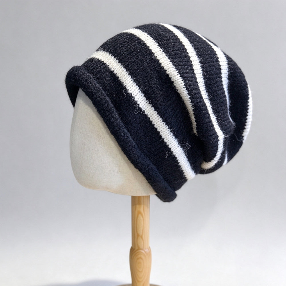 Two Tone Striped Slouchy Beanie - DippedShop Wholesale - #0675