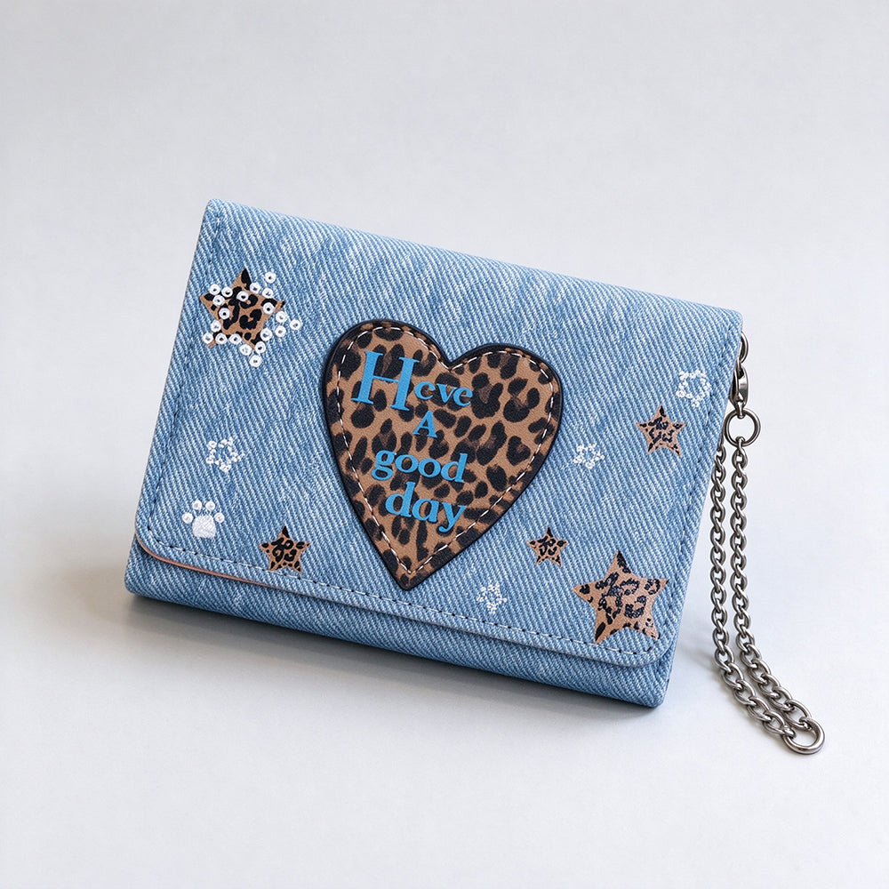 Leopard Print Heart Wallet - DippedShop Wholesale - #8467