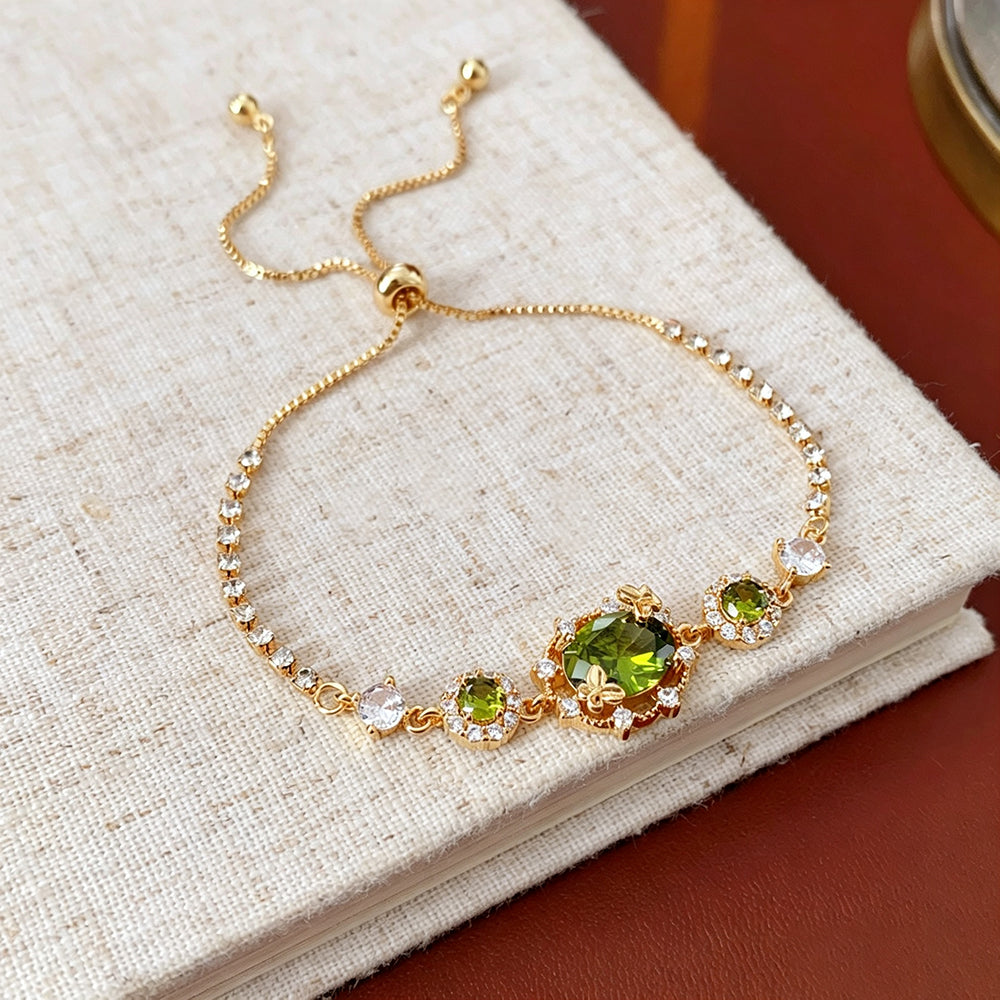 Stylish Gold Plated Square Rhinestones Chain Bracelet 6W6JBR710