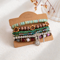 Natural Turquoise Leaf Pendant Multi Layer Bracelets 6W6JBR627