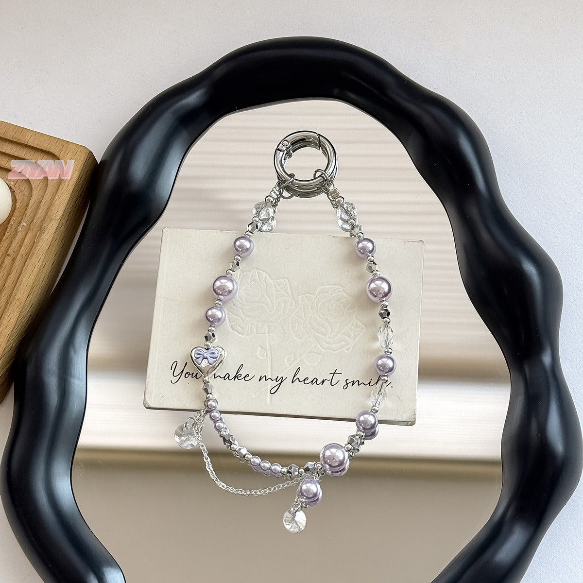 Natural Pearl Crystal Chain Keychain Bag Charm 6W10BBC419