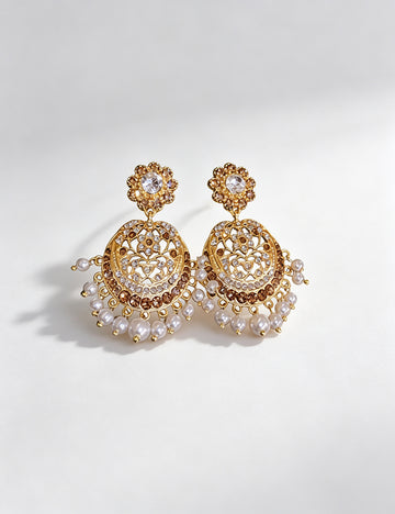 Boho Rhinestone Hollow Pearl Tassel Drop Earrings 6W6JER766