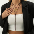 Geometric Pendant Leather Necklace - DippedShop Wholesale - #4323