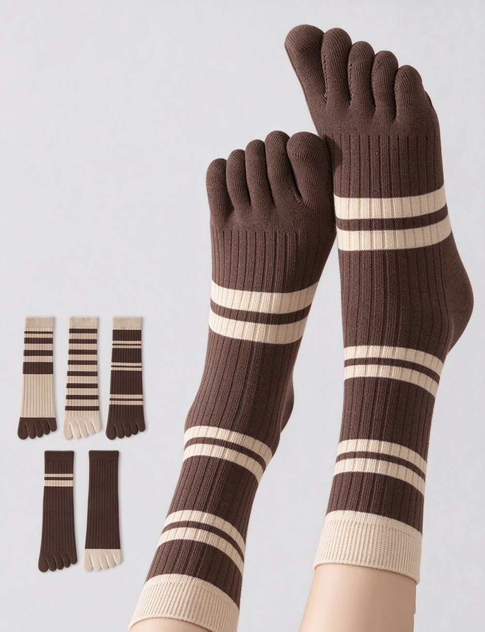 Striped Five Finger Socks - DippedShop Wholesale - #9283